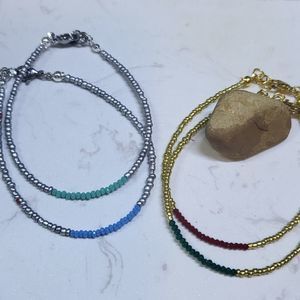 Handmade silver or gold beads with crystals